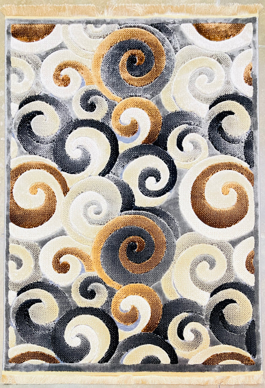 Elegant Gold and Grey Modern Rug – 125x170cm (4.1x5.7)feet