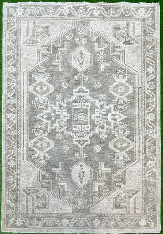 Mid Beige & Light Grey Vintage Rug – 160x230cm (5.3x7.7)feet