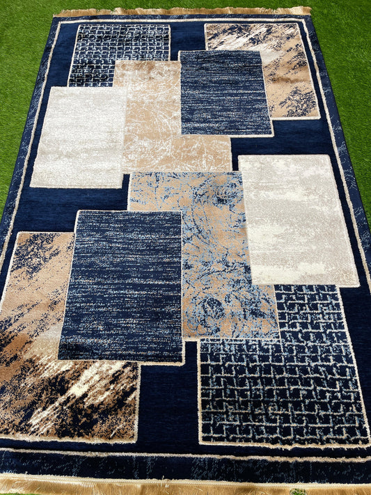 Sapphire Squares Modern Rug - 150x220cm (4.11x7.3)feet